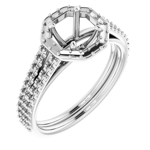 Halo-Style Double-Row Engagement Ring