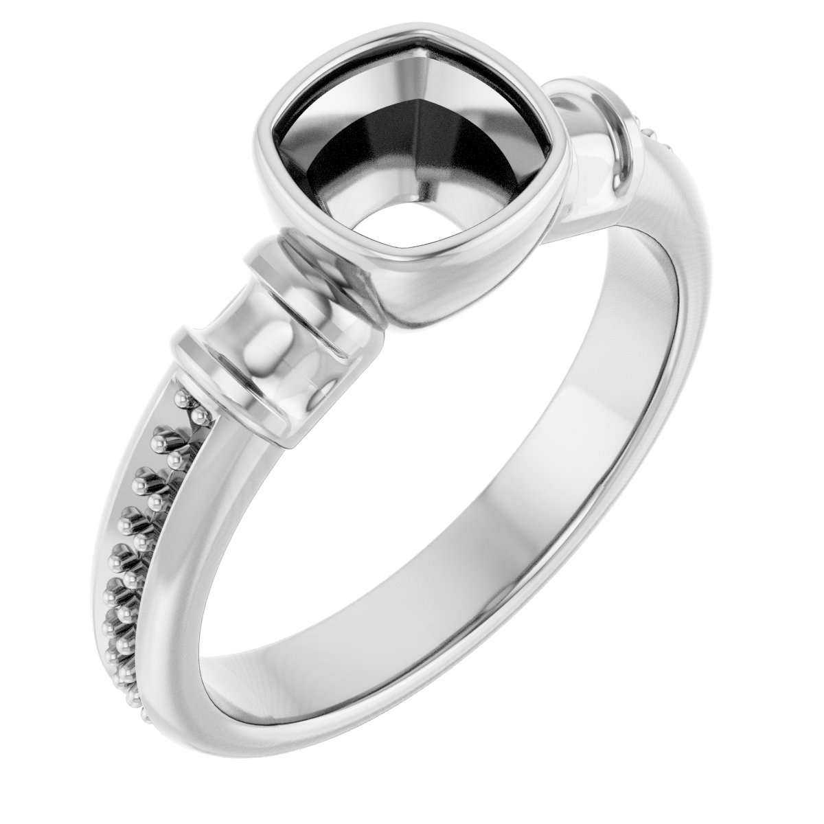 Bezel-Set Baguette Accented Engagement Ring