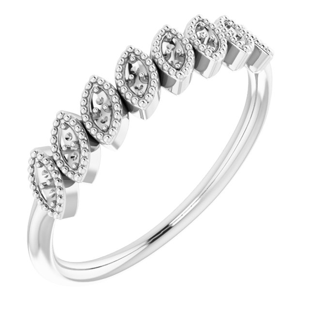 14K White 1/8 CTW Diamond Leaf Ring