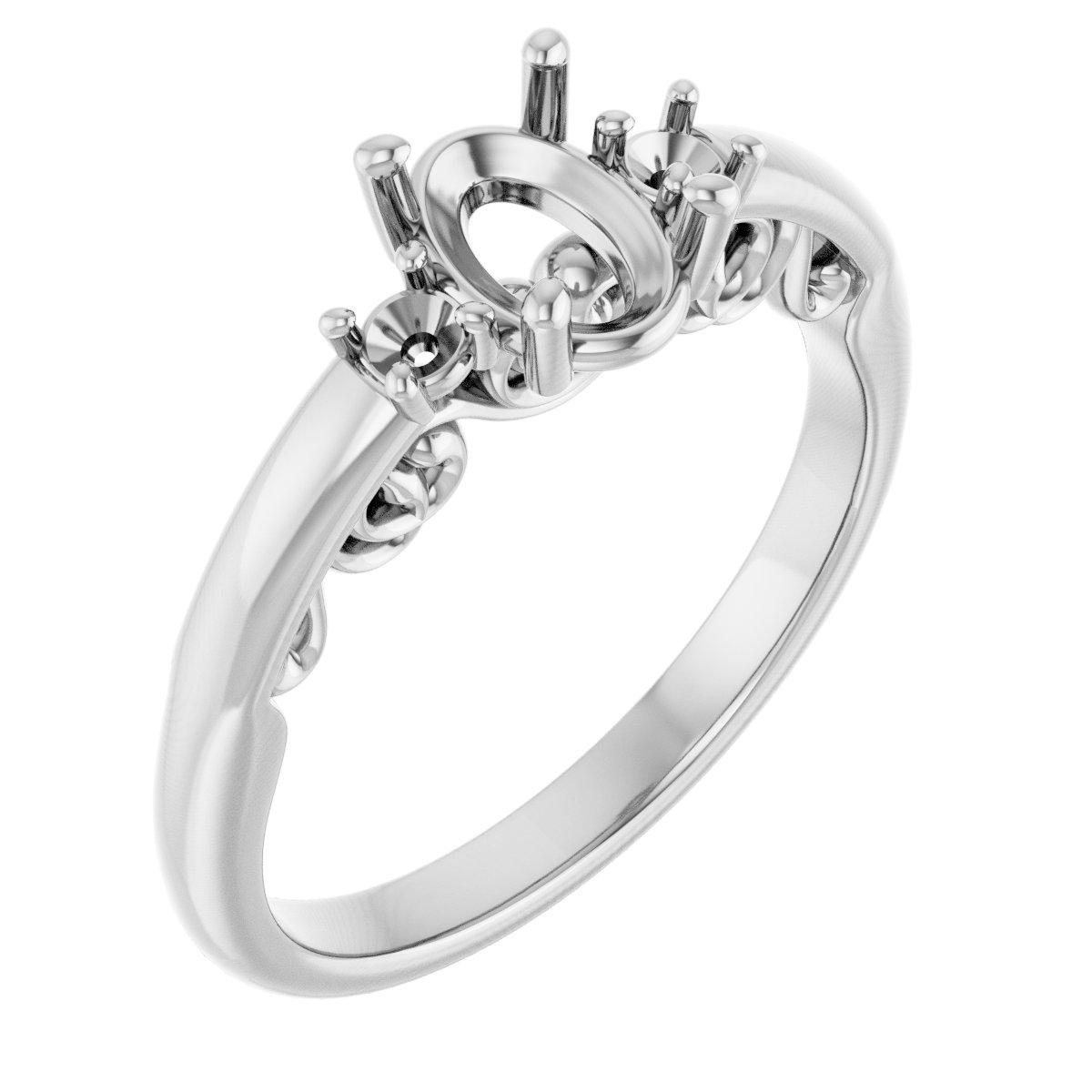 Three-Stone Sculptural Engagement Ring