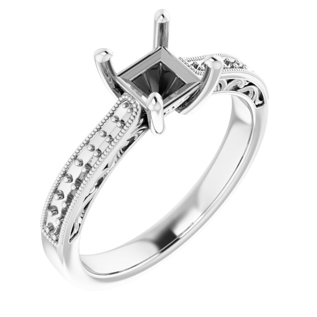 Accented Filigree Engagement Ring