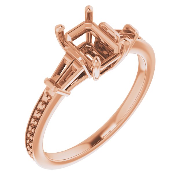 Baguette Accented Engagement Ring
