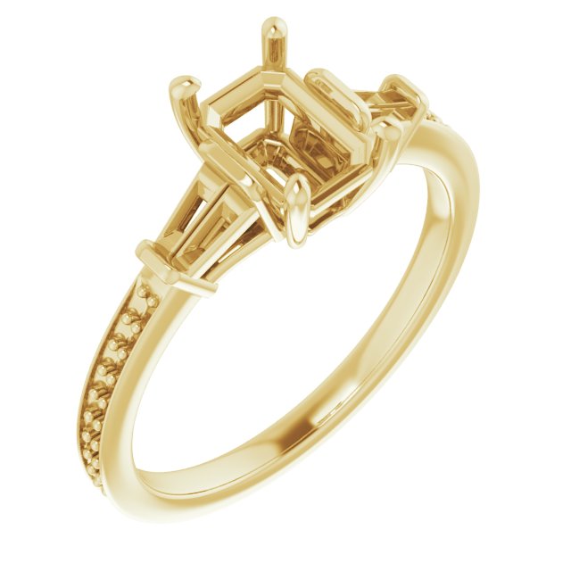 Baguette Accented Engagement Ring
