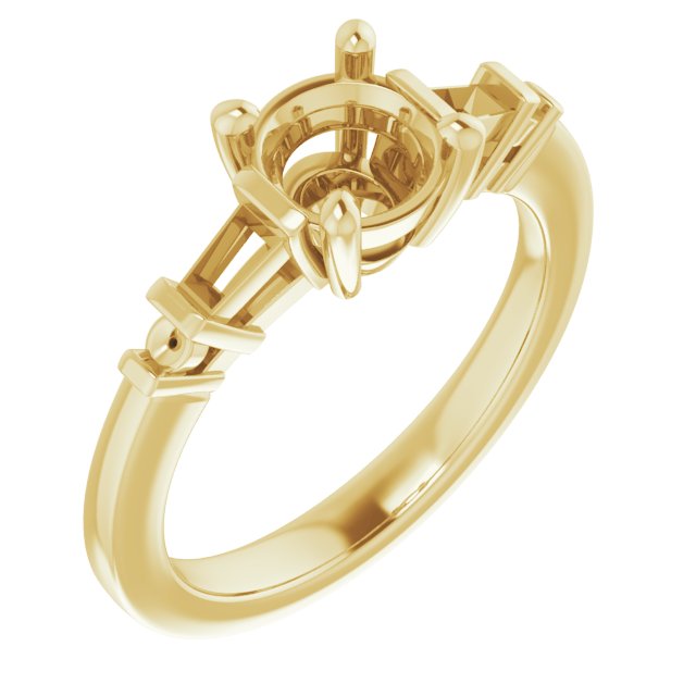 Baguette Accented Engagement Ring