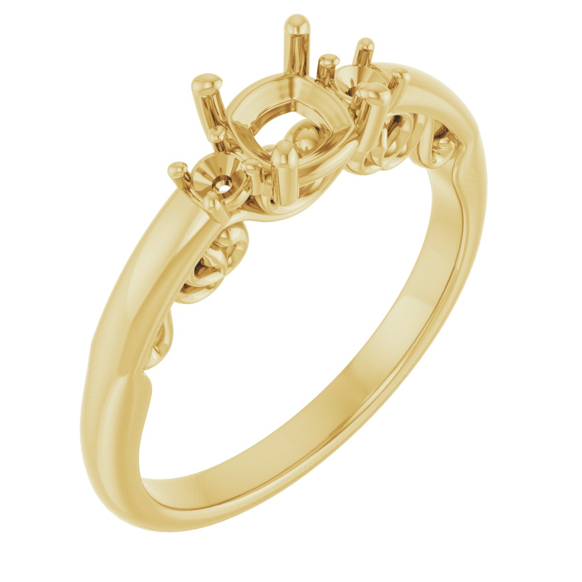 Three-Stone Sculptural Engagement Ring