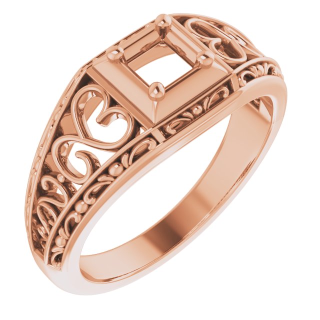 Filigree Heart Solitaire Ring