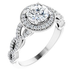 Diamond Semi-mount Infinity-Style Engagement Ring, Band alebo neosadený