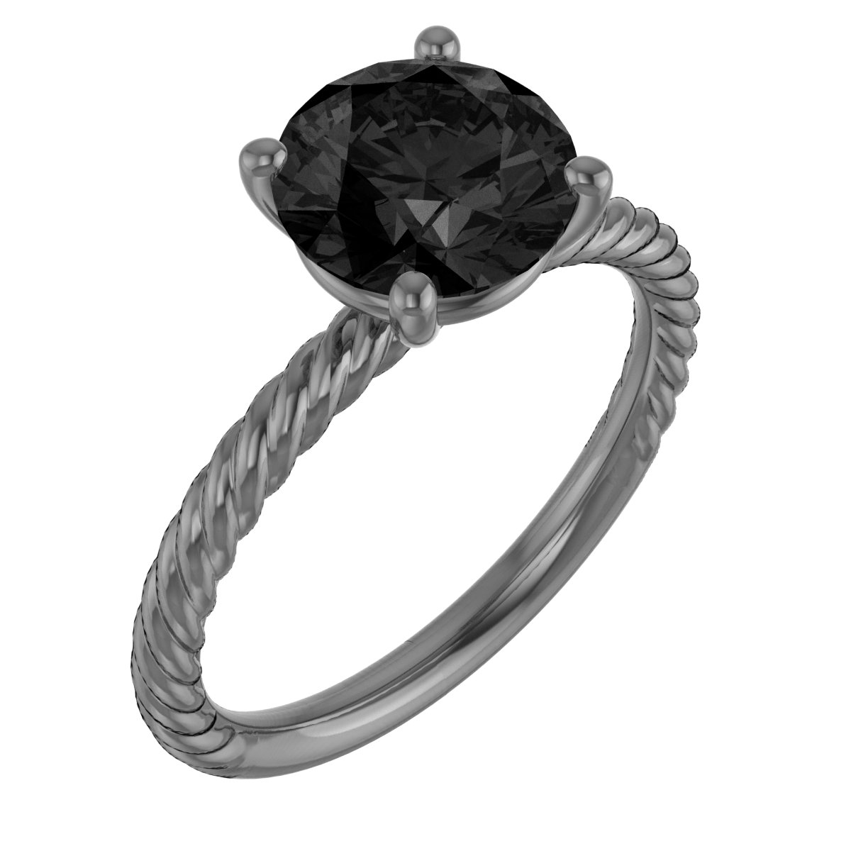 14K White Natural Black Onyx Ring