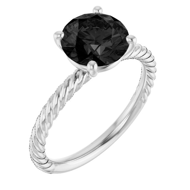14K White Natural Black Onyx Ring