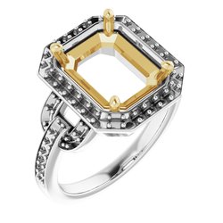 14K White & Yellow 10x8 mm Emerald Ring Mounting | Stuller