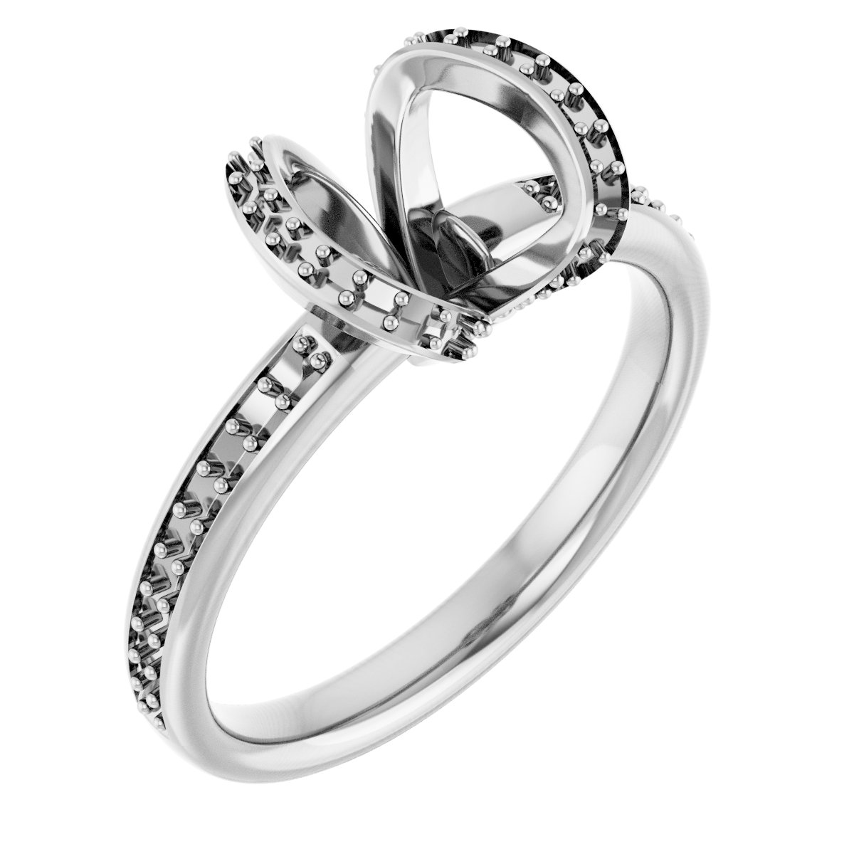 Half-Bezel Halo-Style Engagement Ring