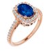 14K Rose Lab-Grown Blue Sapphire & 1/3 CTW Natural Diamond Ring 