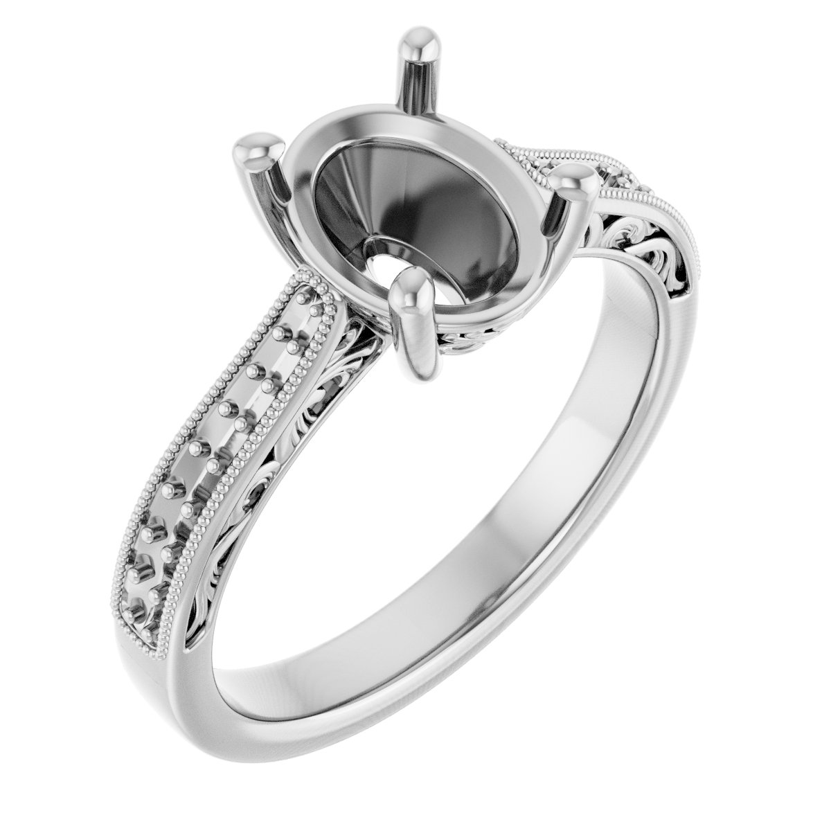 Accented Filigree Engagement Ring