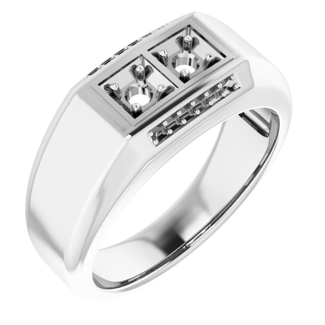 14K White 3/8 CTW Men-s Diamond Ring