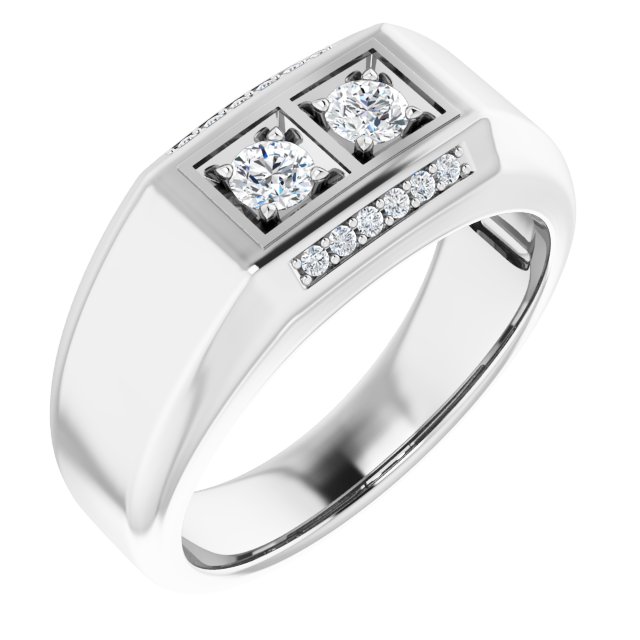 14K White 3/8 CTW Men-s Diamond Ring