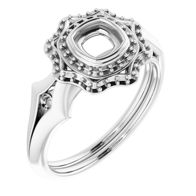 Bezel-Set Double Halo-Style Engagement Ring