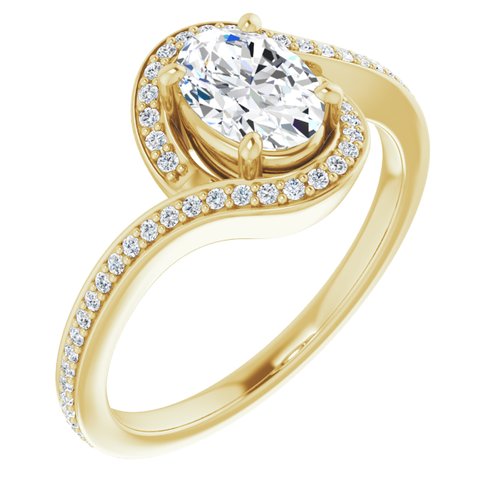 14K Yellow Oval 3/4 ct Engagement Ring