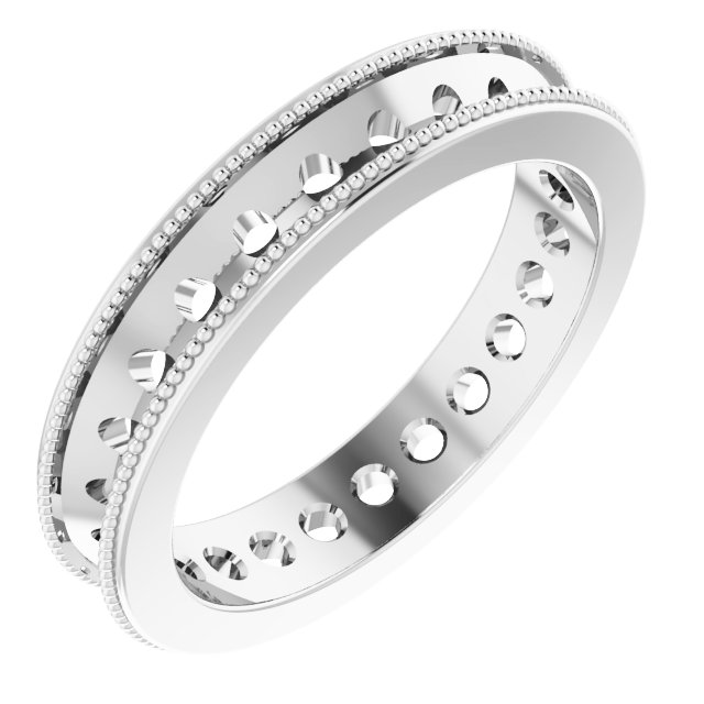 14K White 1.375 CTW Diamond Milgrain Eternity Band Size 6 Ref 12017284