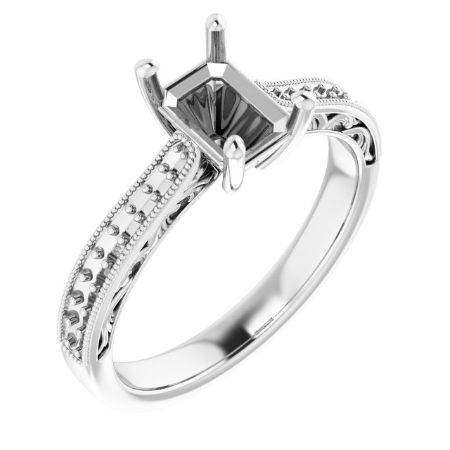 Accented Filigree Engagement Ring