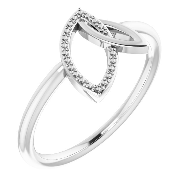 Sterling Silver .05 CTW Natural Diamond Double Leaf Ring