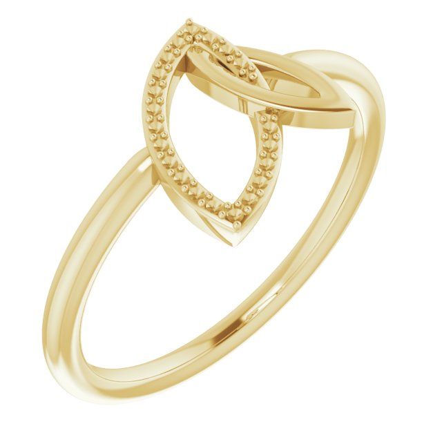 14K Yellow .05 CTW Natural Diamond Double Leaf Ring