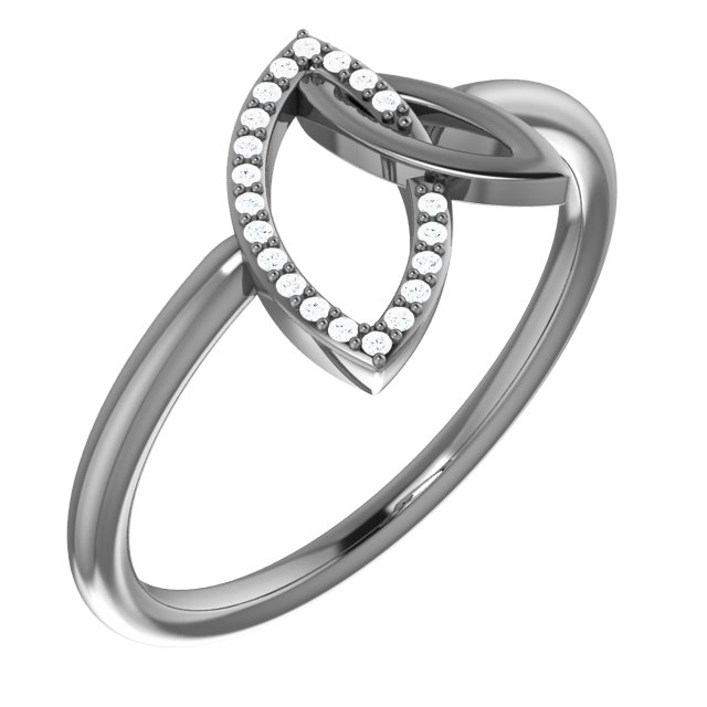 Sterling Silver .05 CTW Natural Diamond Double Leaf Ring