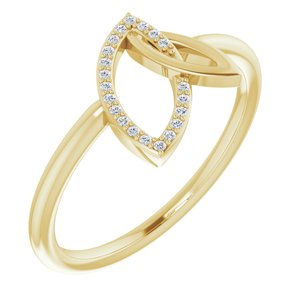 14K Yellow .05 CTW Natural Diamond Double Leaf Ring
