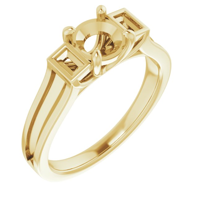 Baguette Accented Engagement Ring