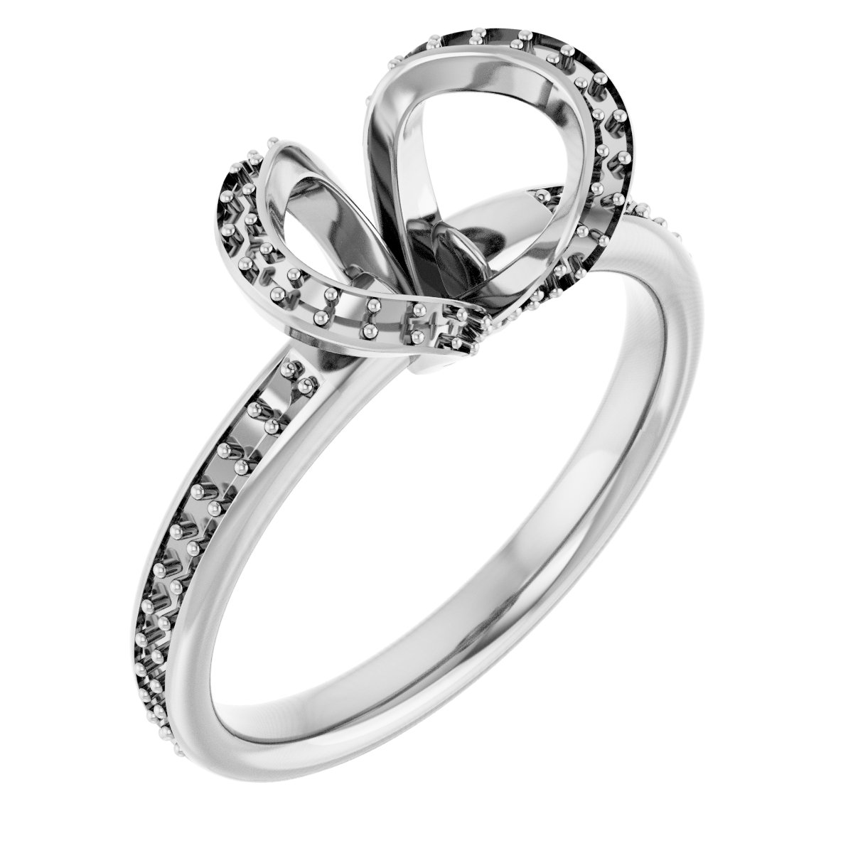 Half-Bezel Halo-Style Engagement Ring