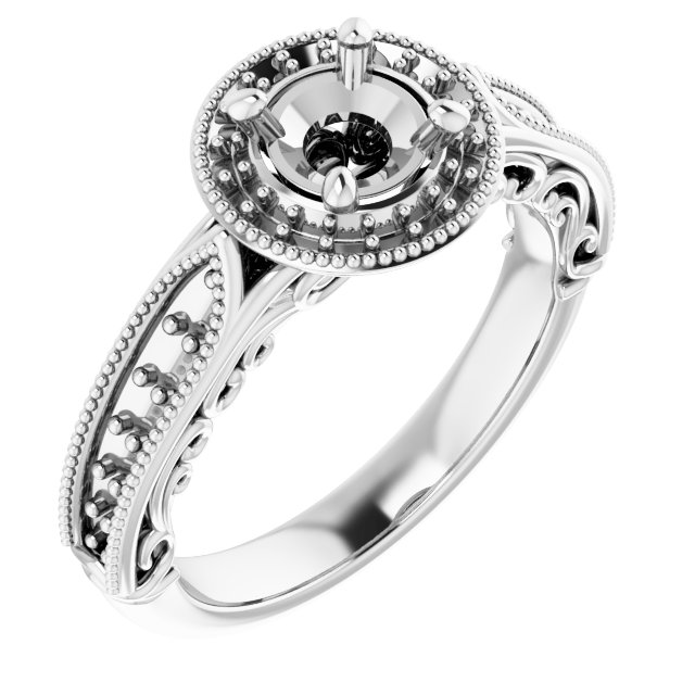 Halo-Style Vintage-Inspired Engagement Ring