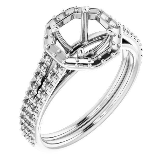Halo-Style Double-Row Engagement Ring