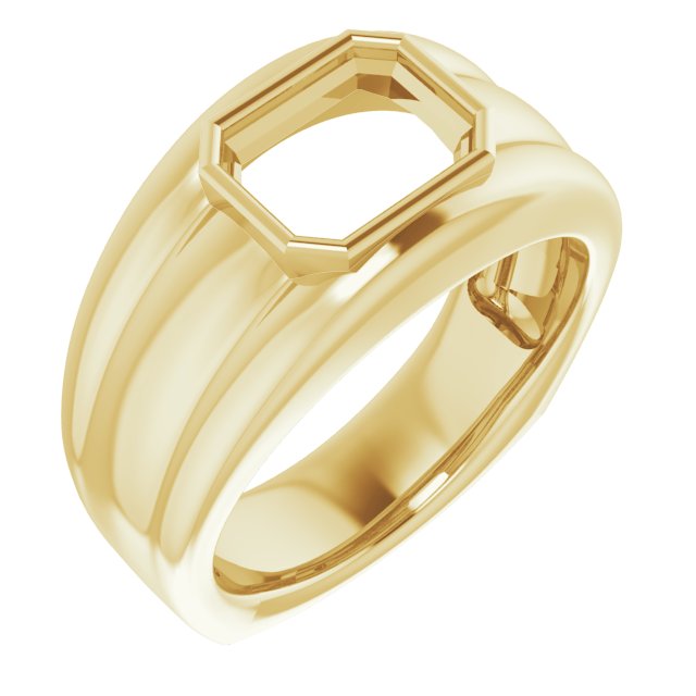 Grooved Bezel-Set Ring