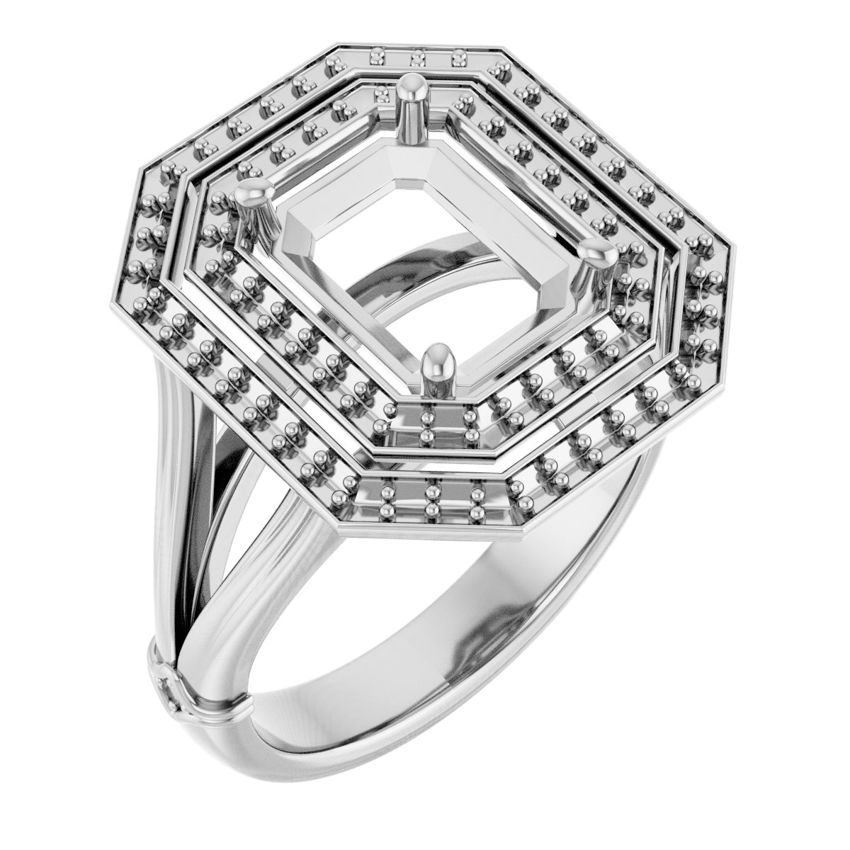 Double Halo-Style Engagement Ring