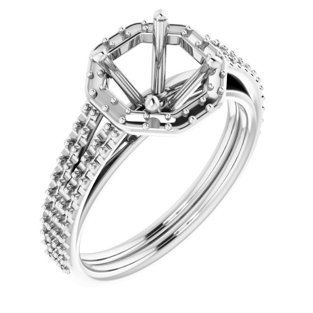Halo-Style Double-Row Engagement Ring