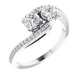 14K White 4.4 mm Round Two-Stone Engagement Ring Mounting