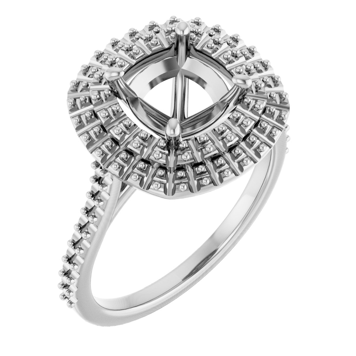Double Halo-Style Engagement Ring