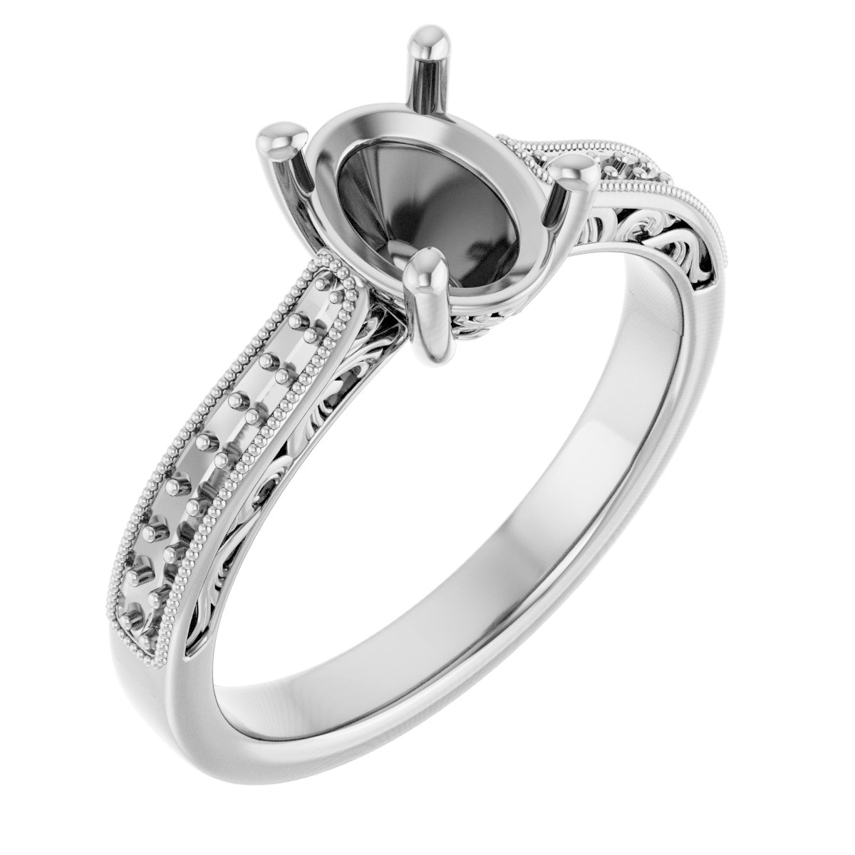 Accented Filigree Engagement Ring