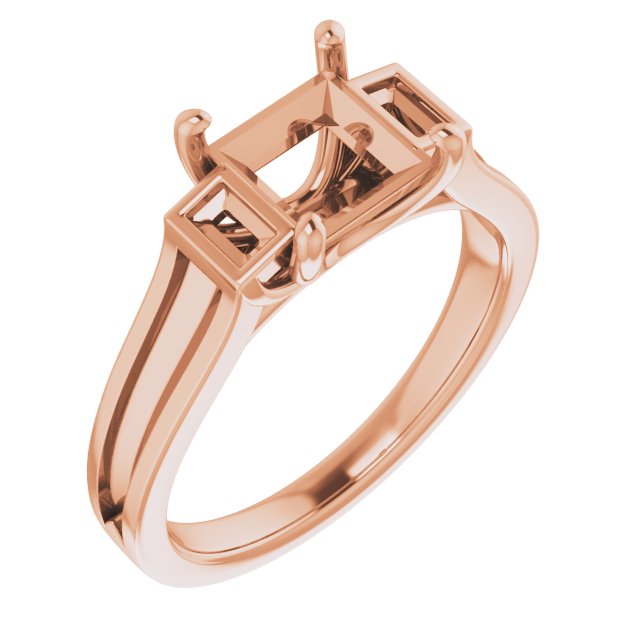 Baguette Accented Engagement Ring