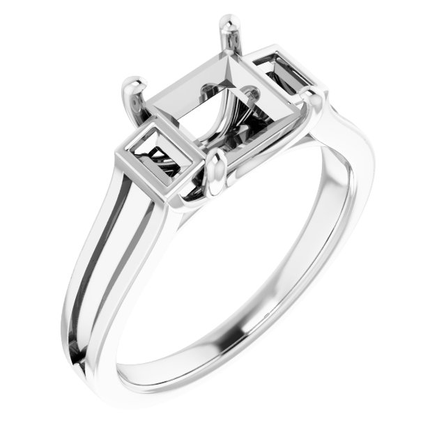 Baguette Accented Engagement Ring