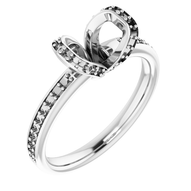 Half-Bezel Halo-Style Engagement Ring