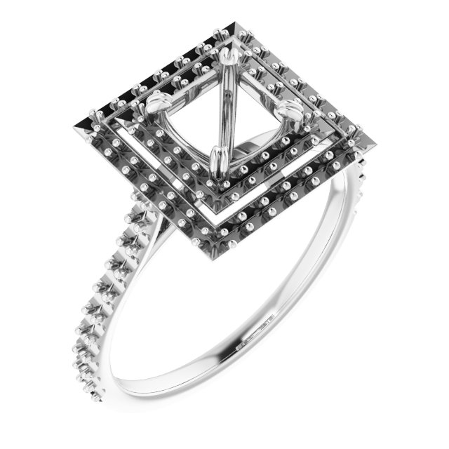 Double Halo-Style Engagement Ring