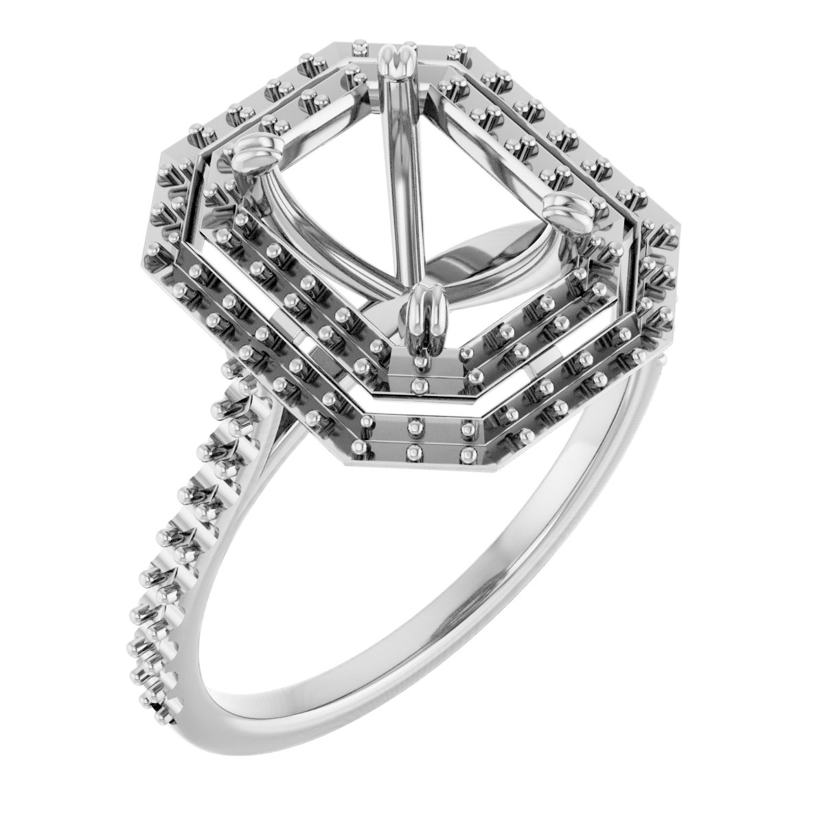 Double Halo-Style Engagement Ring