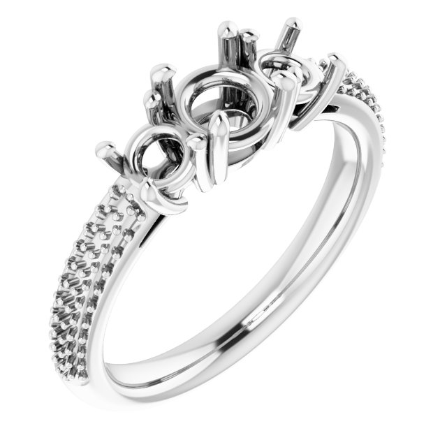 Pavé-Style Three-Stone Engagement Ring