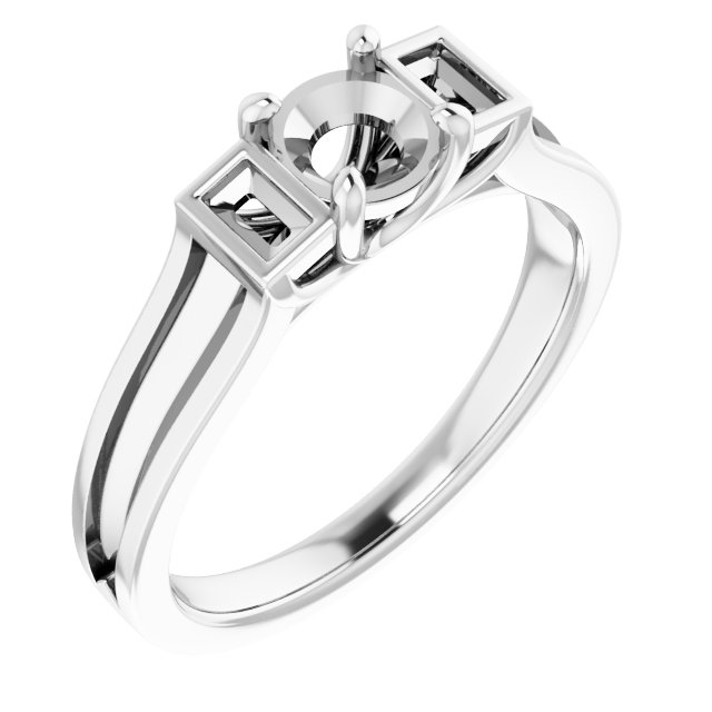 Baguette Accented Engagement Ring