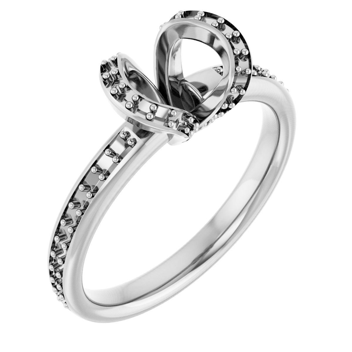 Half-Bezel Halo-Style Engagement Ring