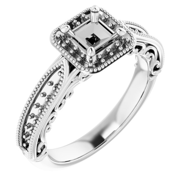 Halo-Style Vintage-Inspired Engagement Ring