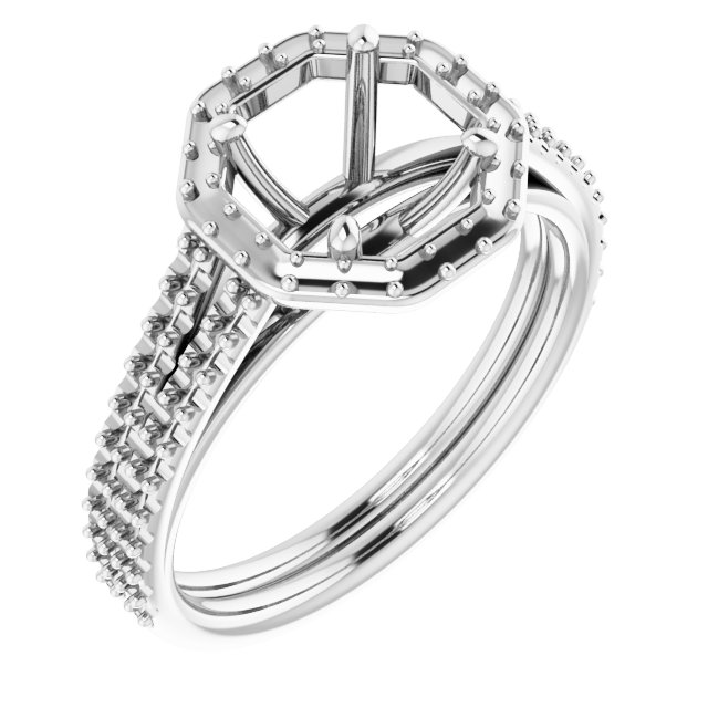 Halo-Style Double-Row Engagement Ring