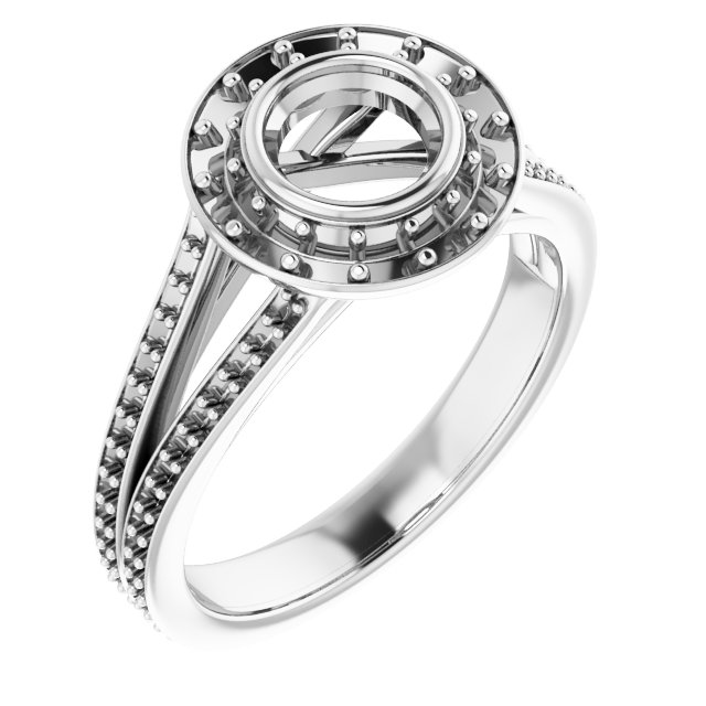Bezel-Set Halo-Style Engagement Ring