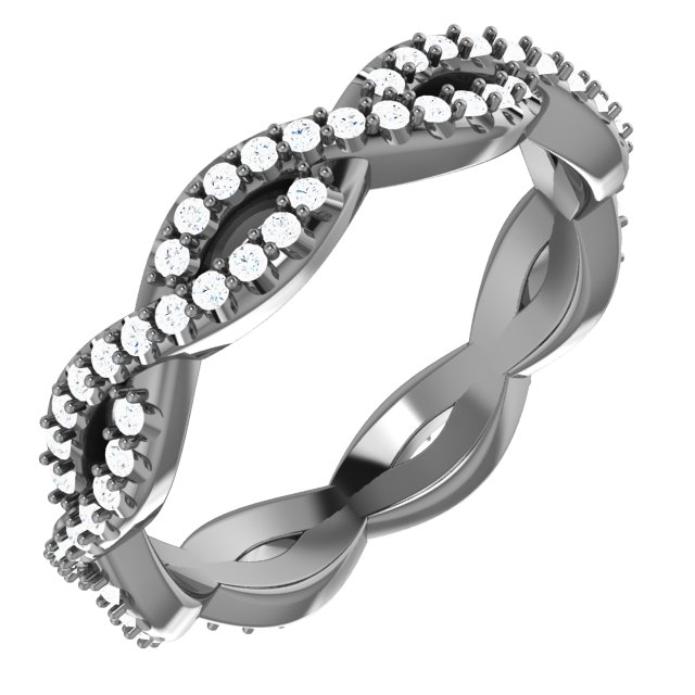 14K White 1/3 CTW Natural Diamond Infinity-Inspired Eternity Band Size 4.5