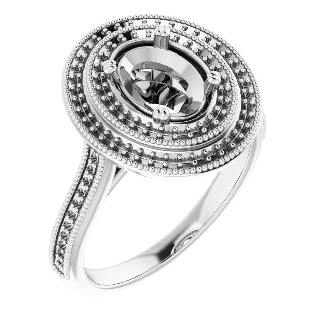 Double Halo-Style Engagement Ring